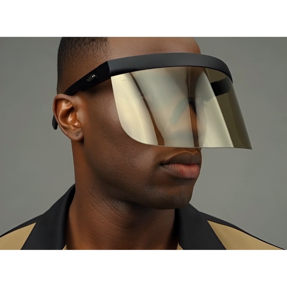 Visor Sunglasses‎ Men Futuristic Face Shield Glasses Gold Mirror Oversized Gafas